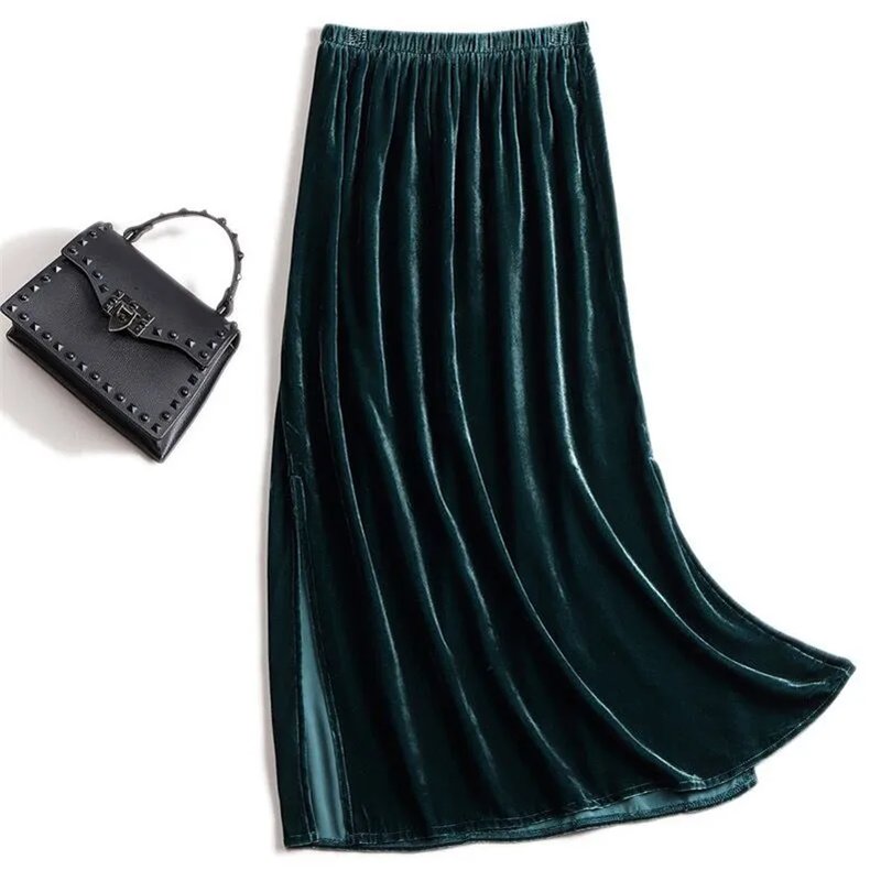 Elegant Velvet Midi Skirt for Women