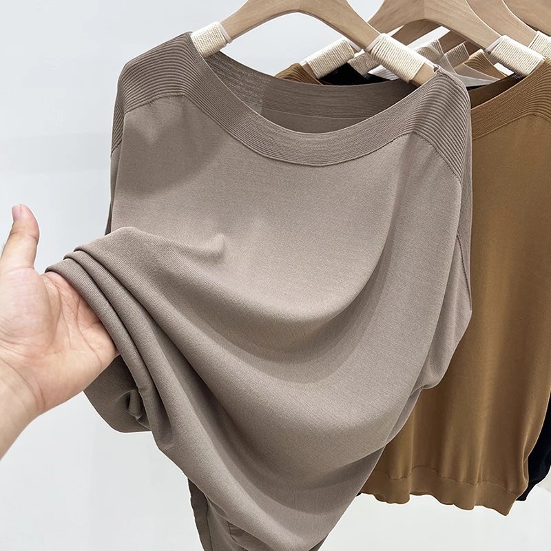 Plus Size Ice Silk Batwing Top