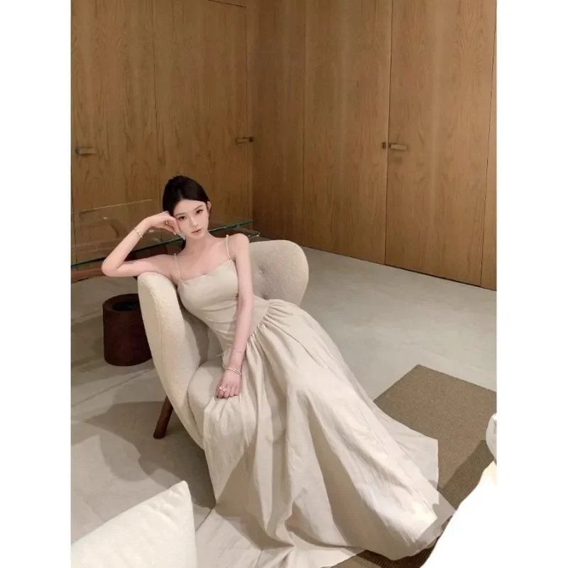 Chic Apricot Backless A-line Dress