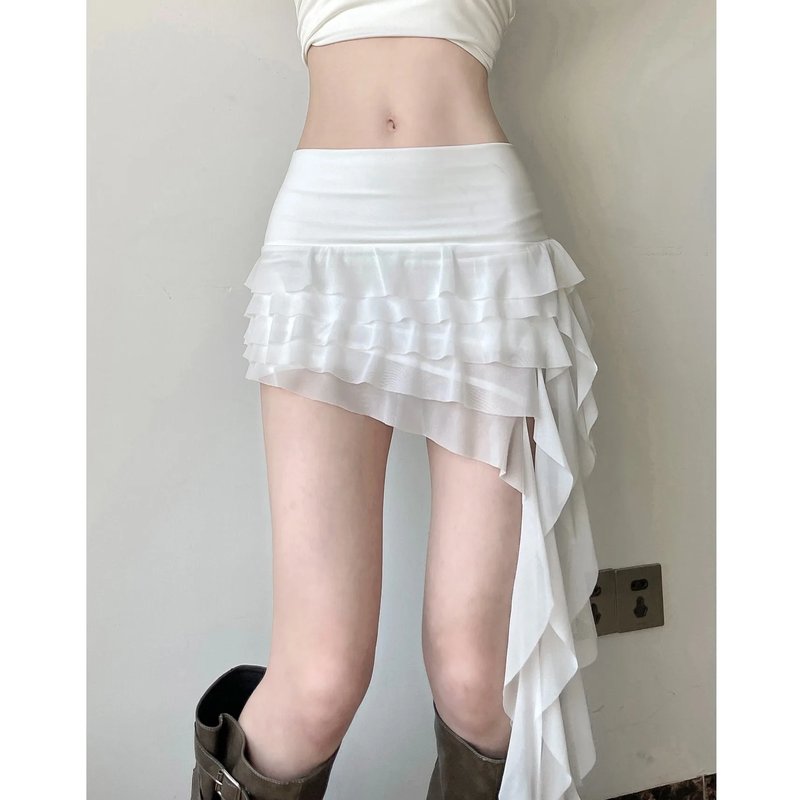 Belted Asymmetrical Midi Skirt