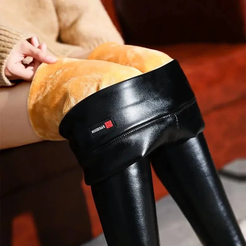 High-Waisted Shiny Leather Leggings