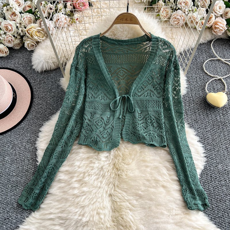 Lightweight Tie Front Crop Cardigan