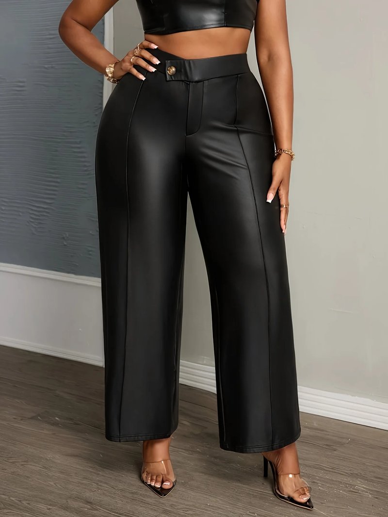Plus Size Vintage Wide-Leg Trousers