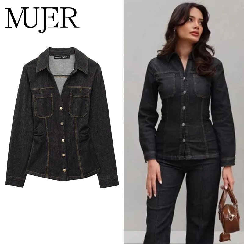 Stylish Women's Denim Shirt Set