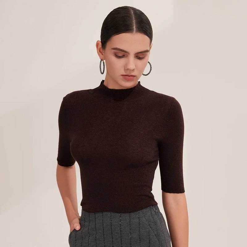 Merino Wool Half Sleeve Sweater
