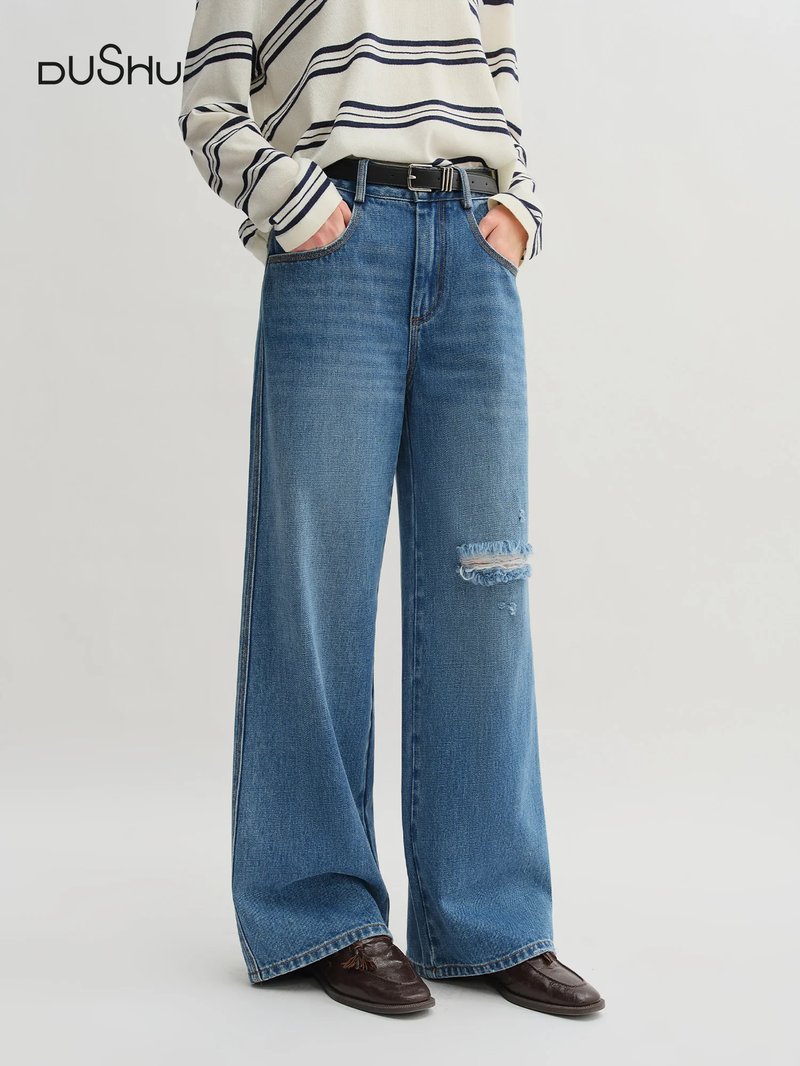 Summer Women's Ripped Straight Leg Jeans