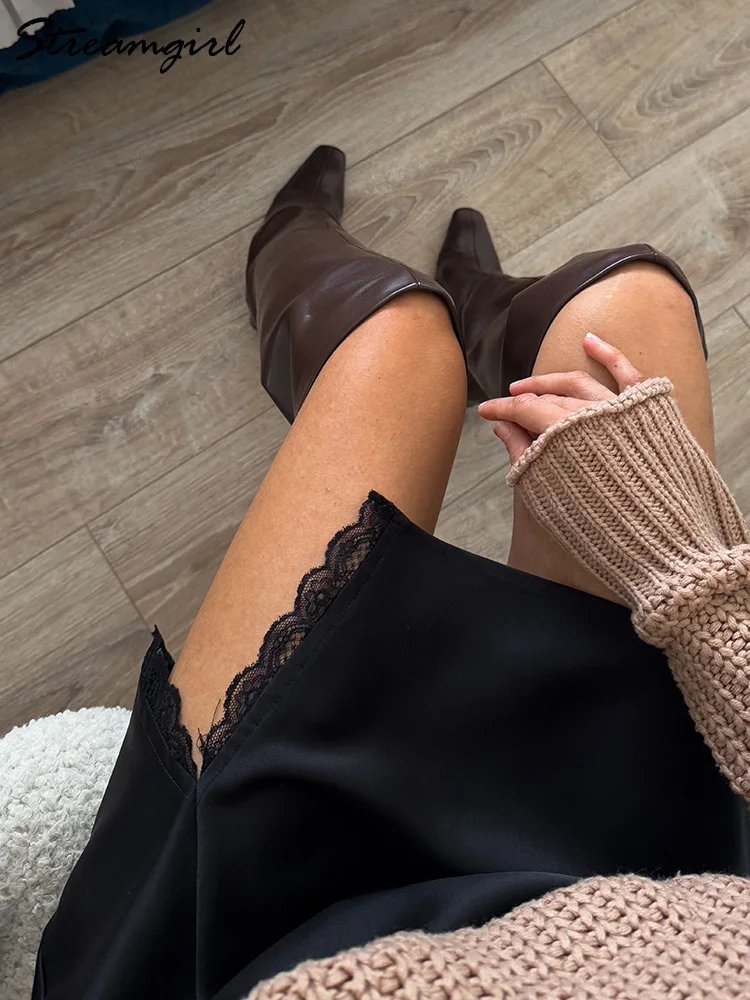 Elegant Satin Lace Mini Skirt