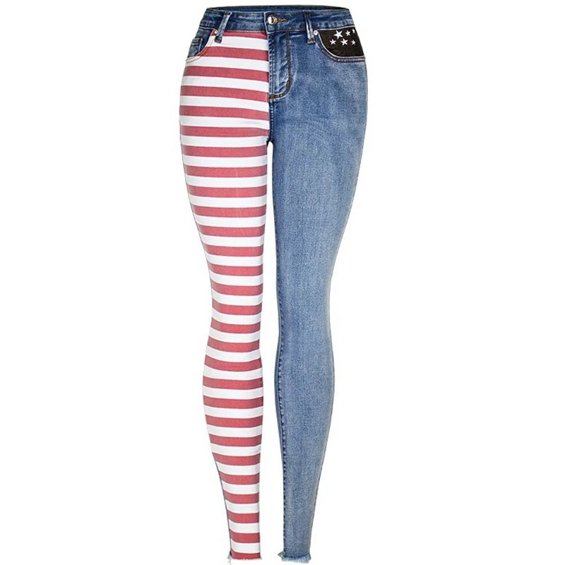 Stylish Striped Stretch Denim Jeans