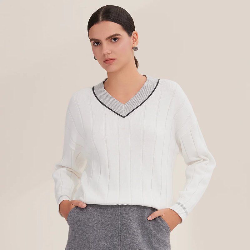 Luxurious V-Neck Cotton Sweater