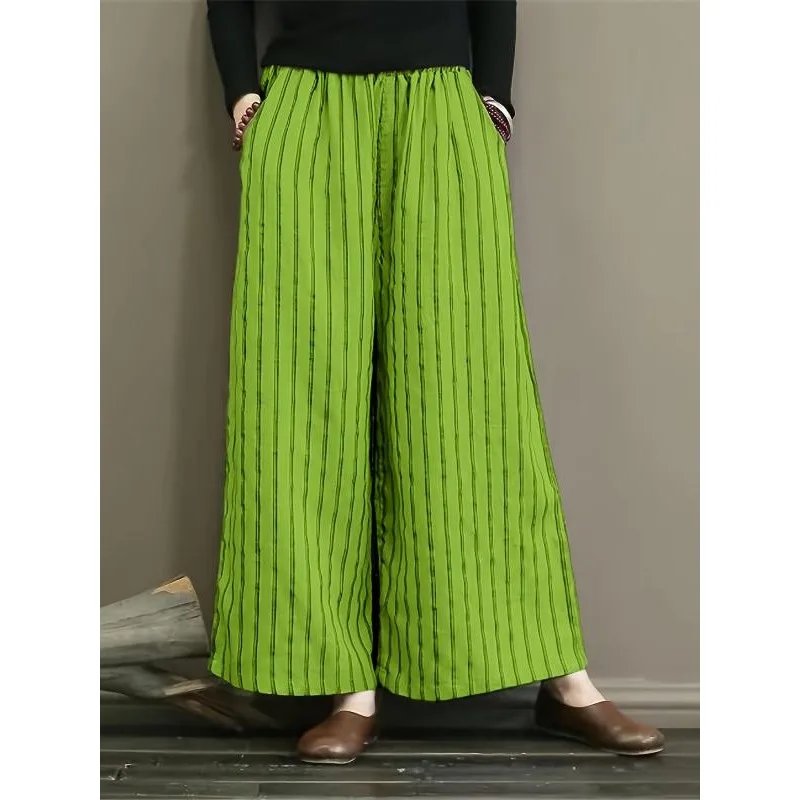 Plus Size Striped Wide-Leg Pants