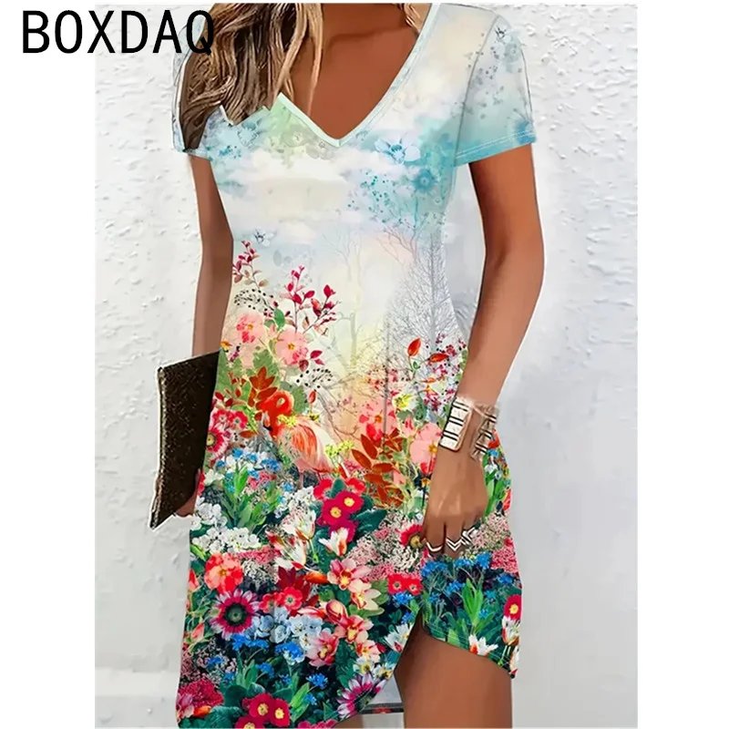 Vintage Floral V-Neck Dress