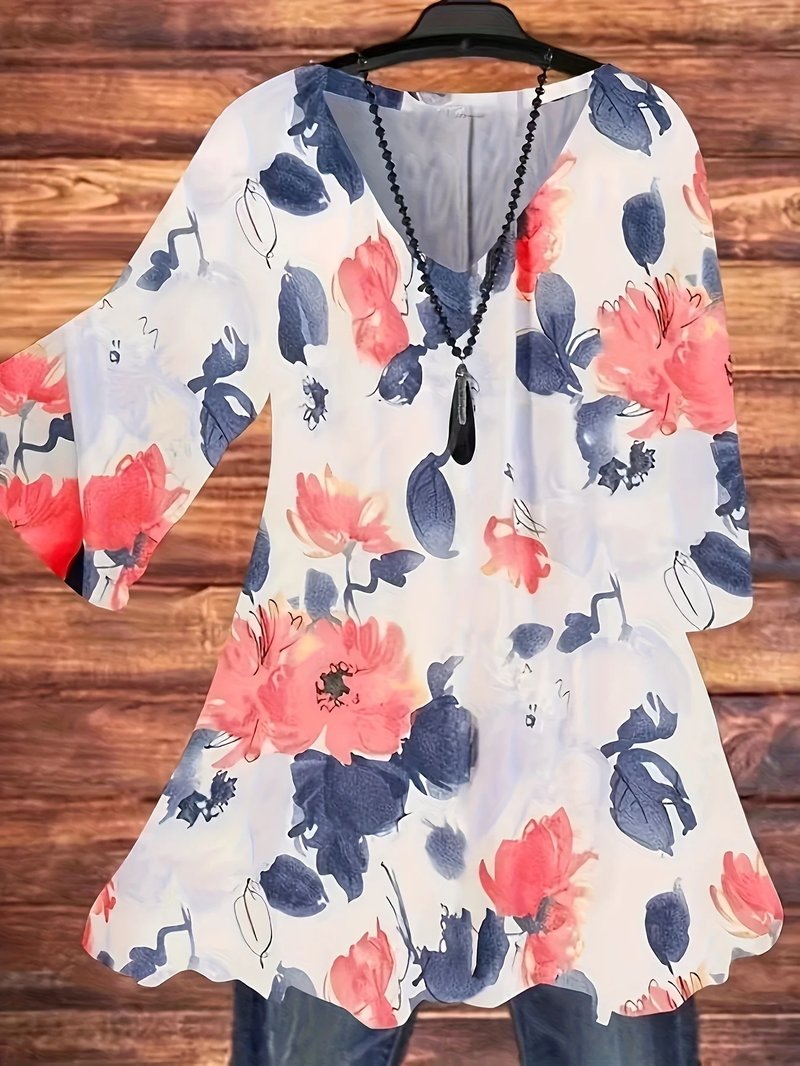 Elegant Plus Size Floral Blouse