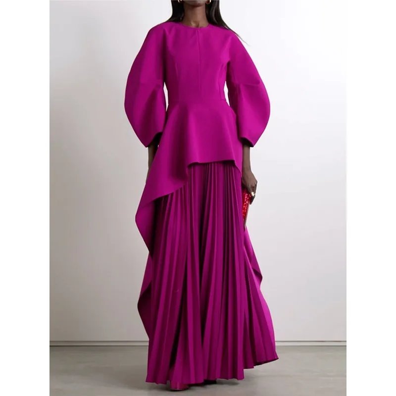 Elegant Plus Size Pleated Midi Dress