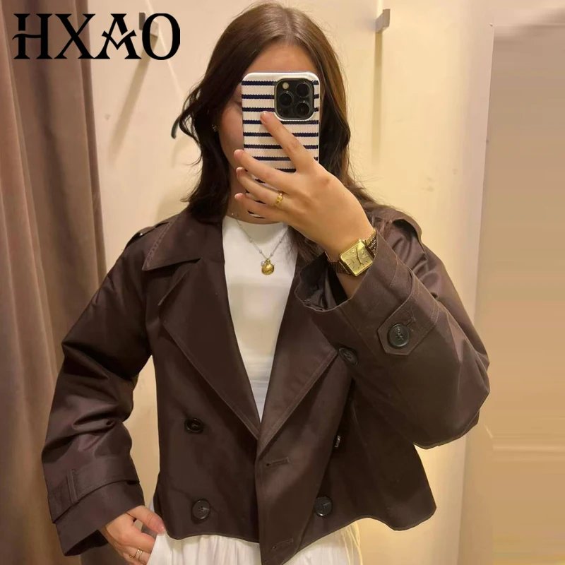 Chocolate Brown Cropped Trench Coat
