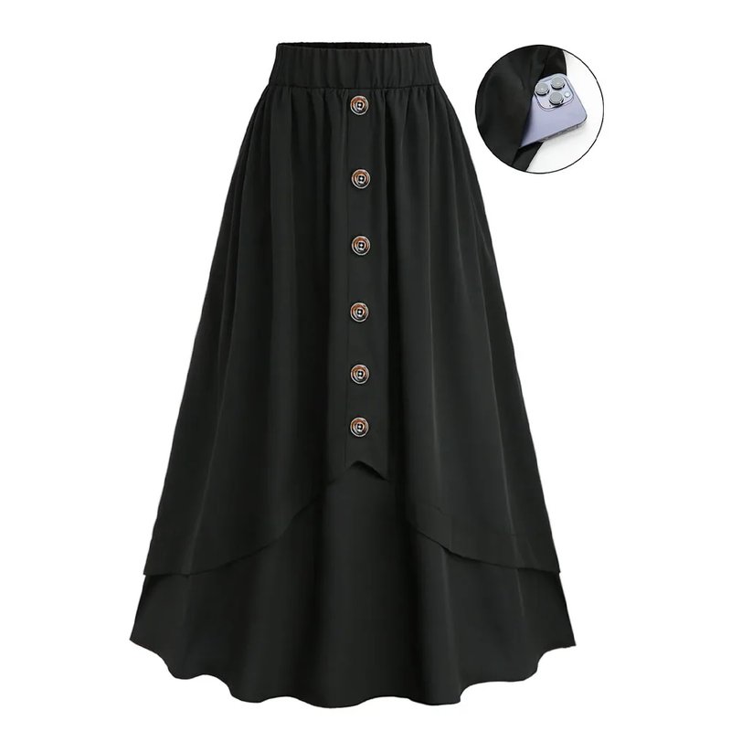 Plus Size Vintage Flared Midi Skirt