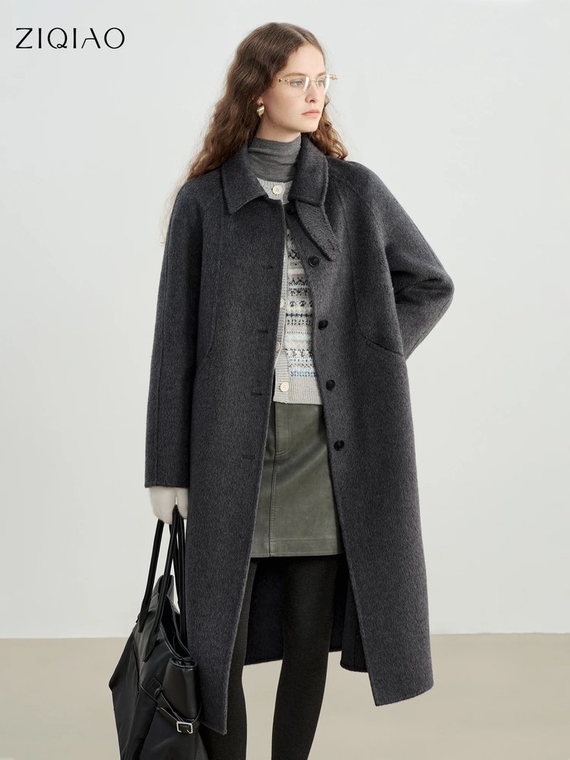 Chic Camel Wool Overcoat for Women