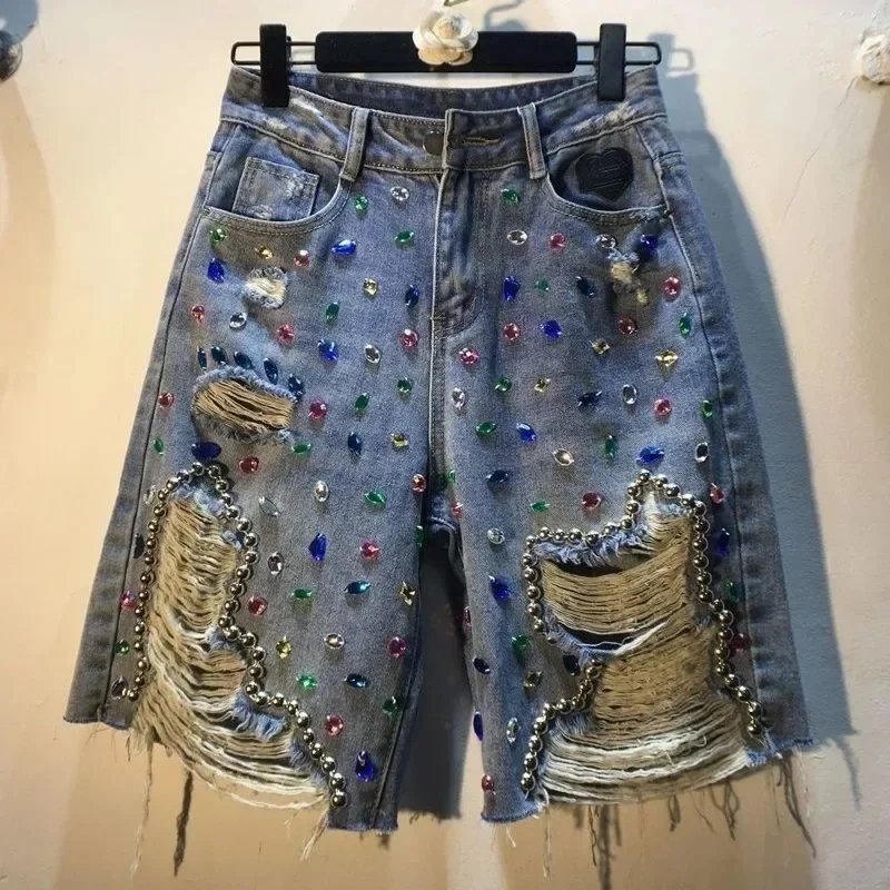 High Waist Distressed Denim Shorts