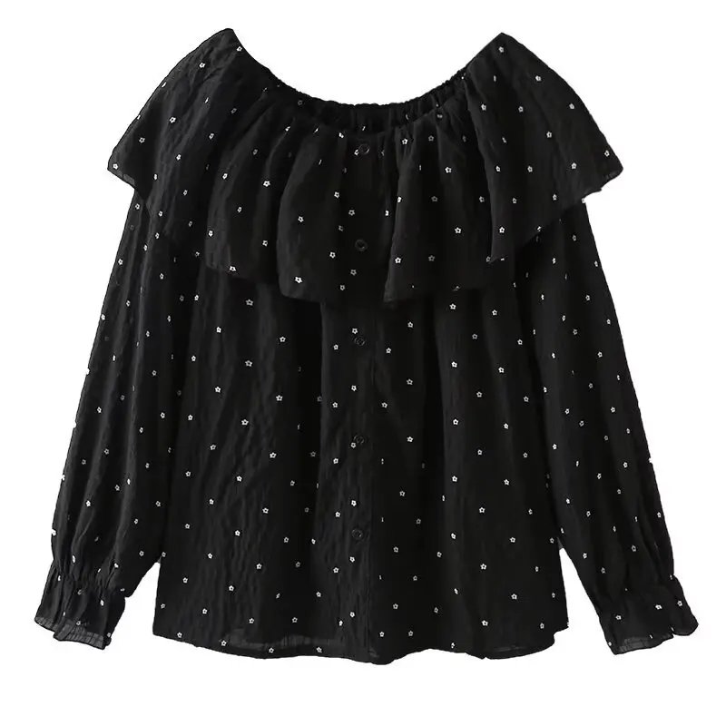 Embroidered Off-Shoulder Plus Size Blouse