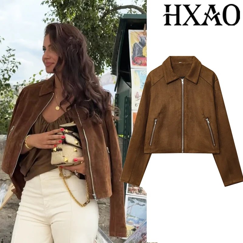 Chic Suede Cropped Jacket for Women