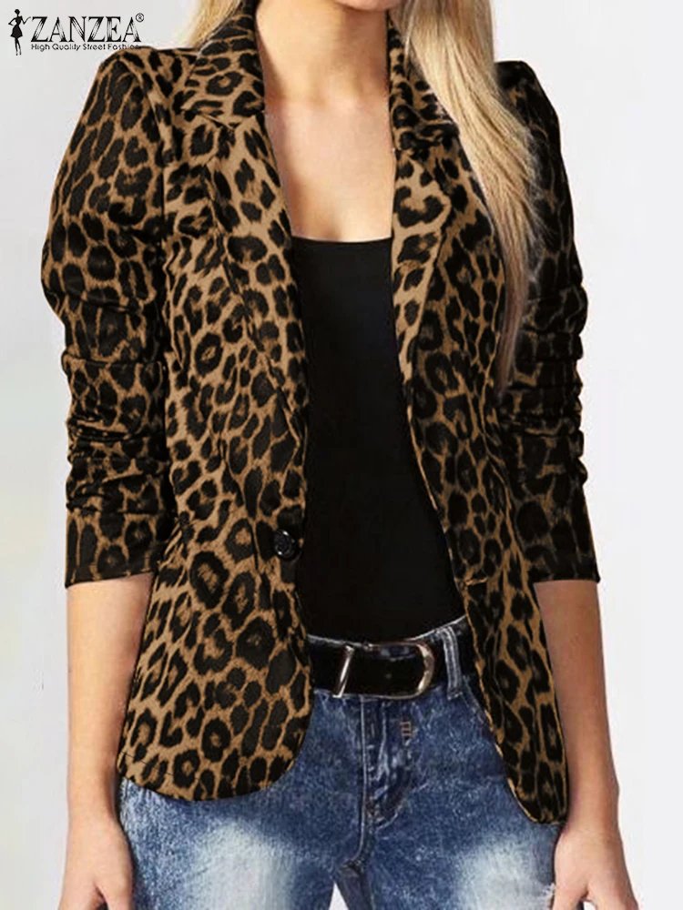 Chic Leopard Print Women's Blazer