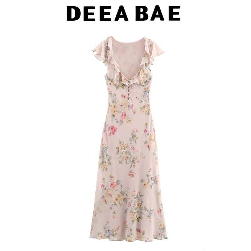 Chic Floral V-Neck Midi Dress