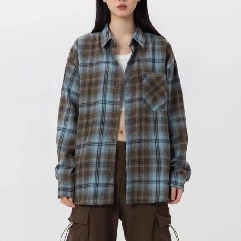 Chic Oversized Vintage Flannel Shirt