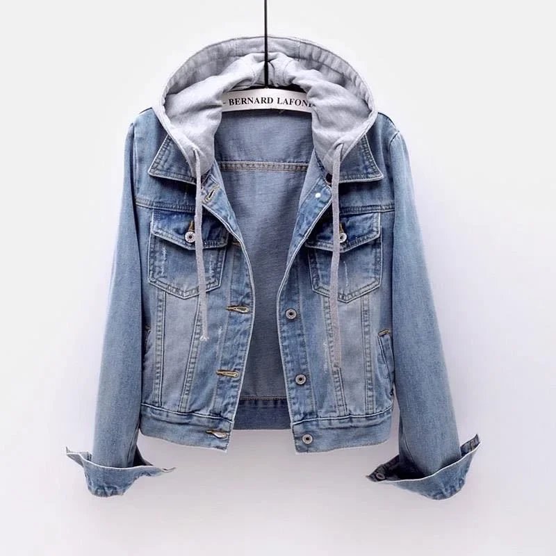 Stylish Women's Hooded Denim Jacket