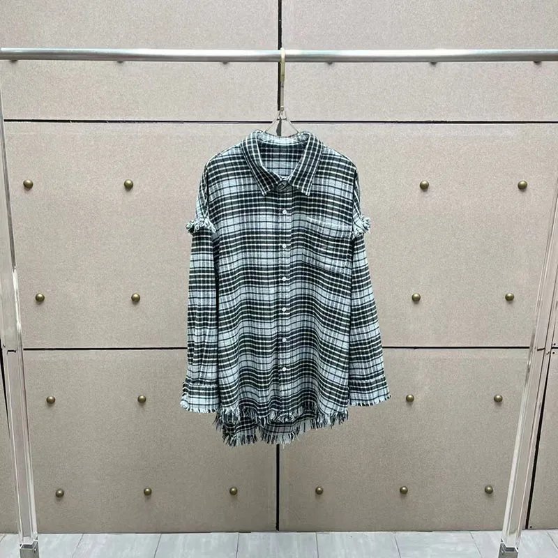 Oversized Cotton Plaid Flannel Shirt