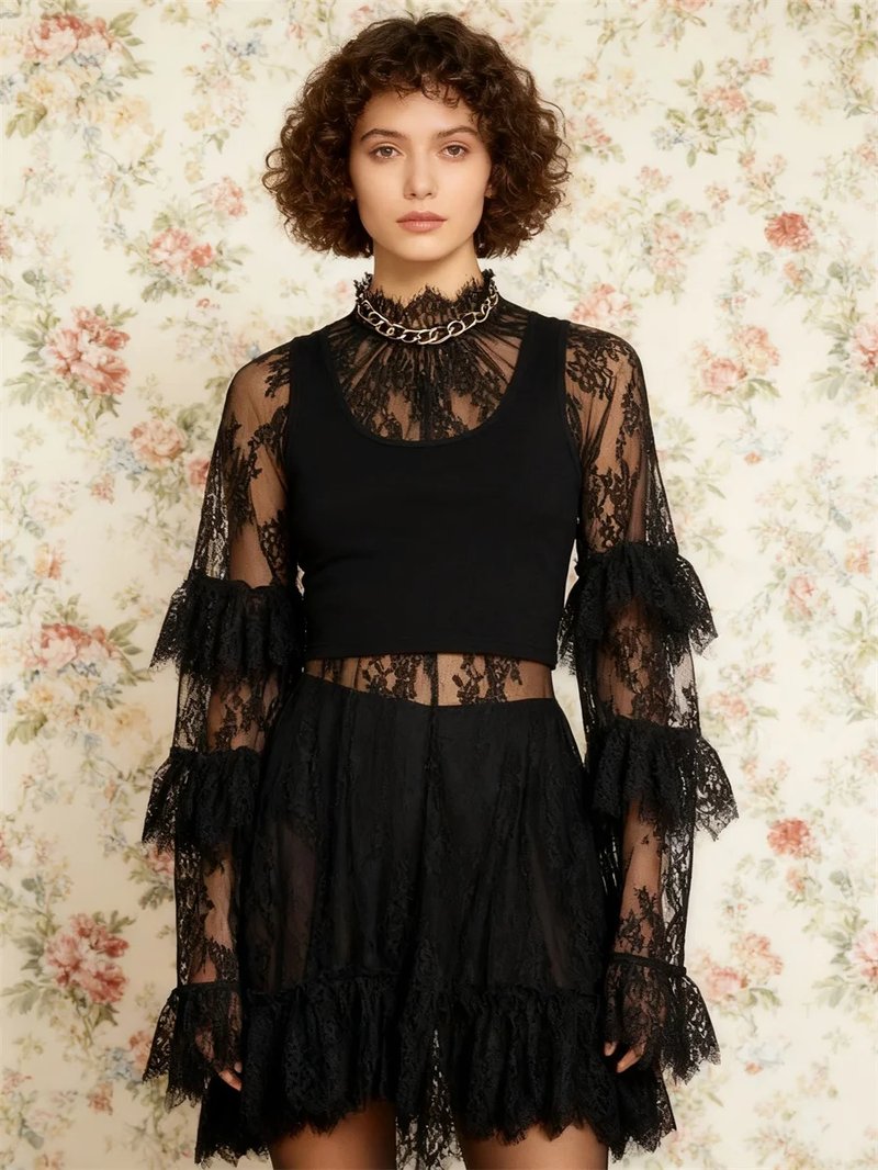 Elegant Sheer Lace Party Dress