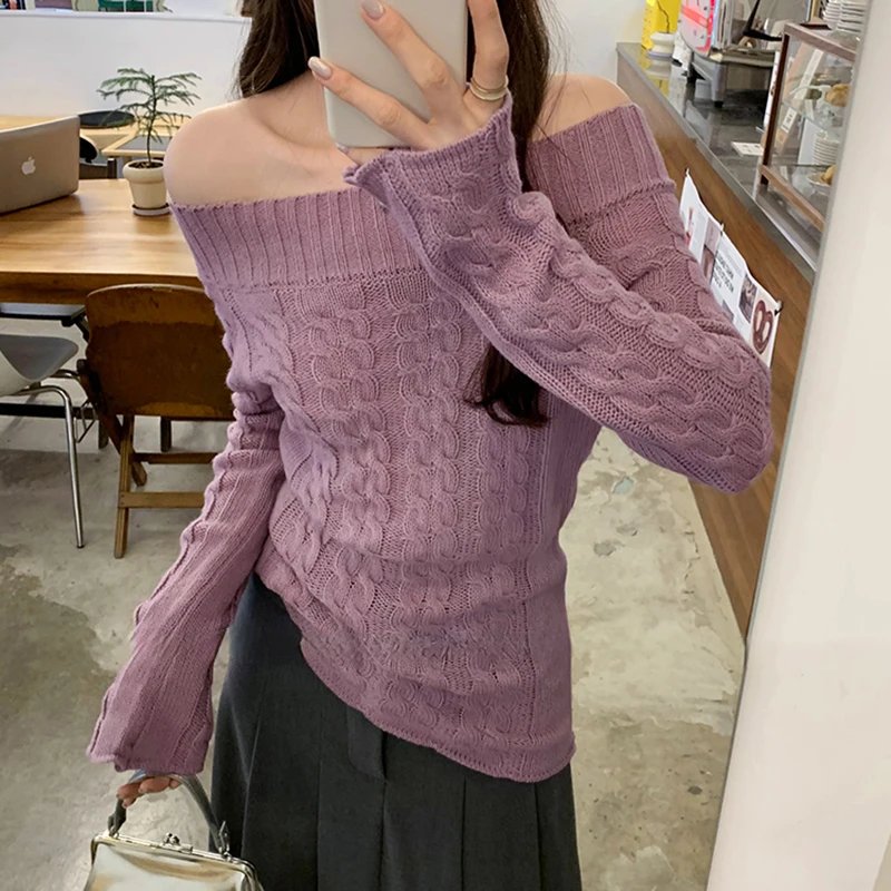 Chic Off-Shoulder Knit Sweater