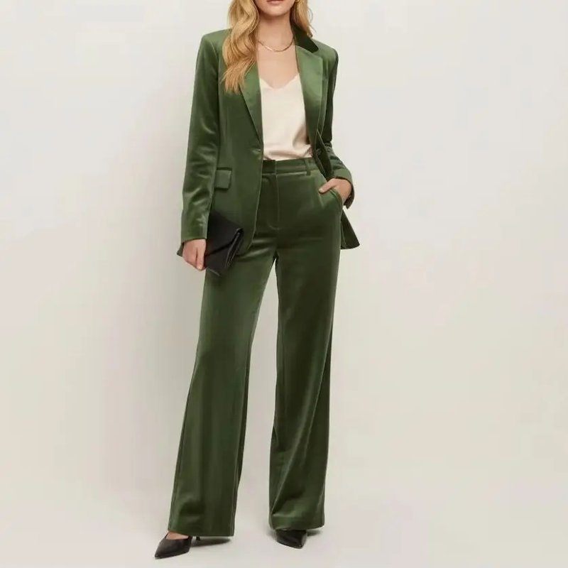 Elegant Green Velvet Suit Set