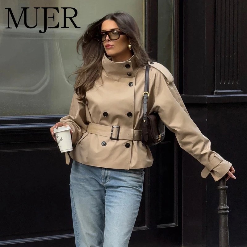 Stylish Women's Double-Breasted Trench Coat