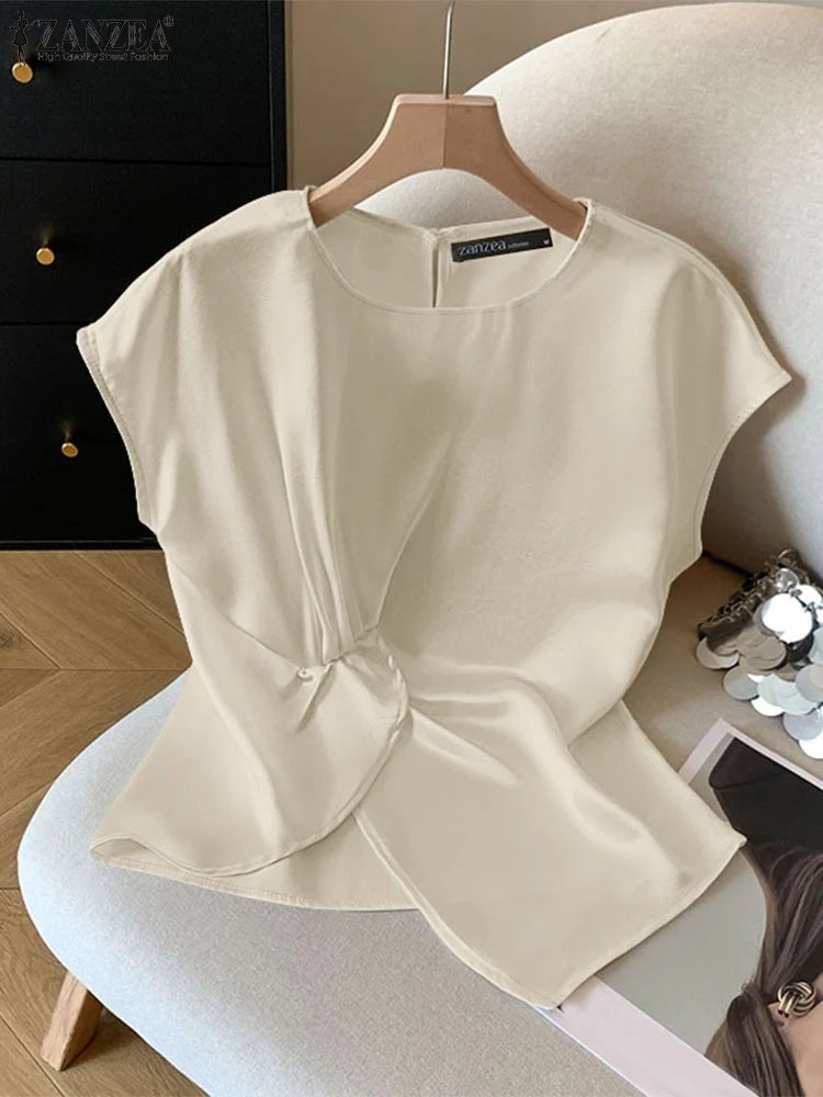Elegant Asymmetric Satin Blouse
