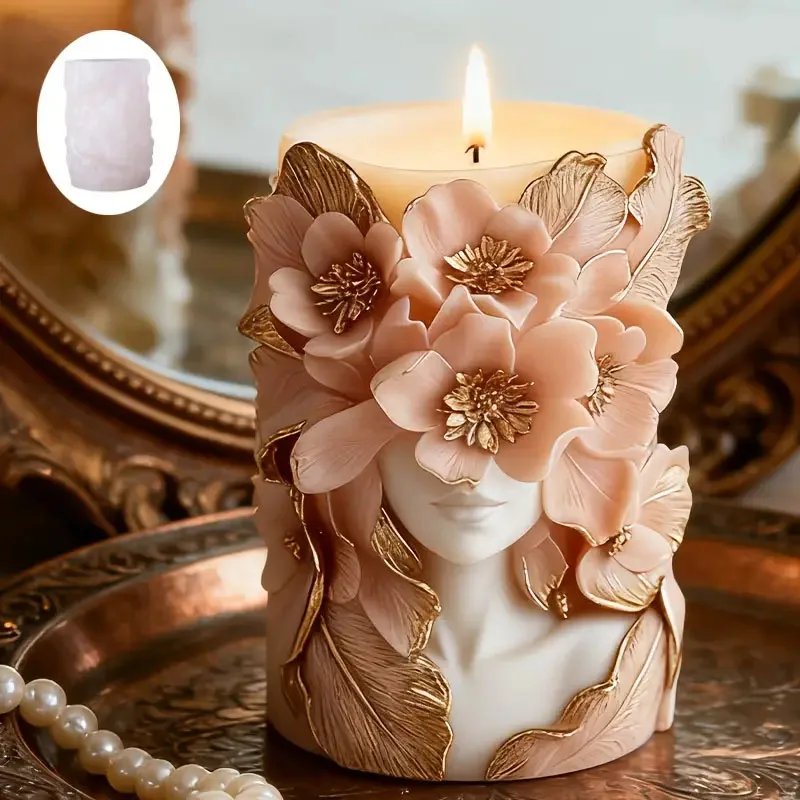 Elegant 3D Floral Candle Mold