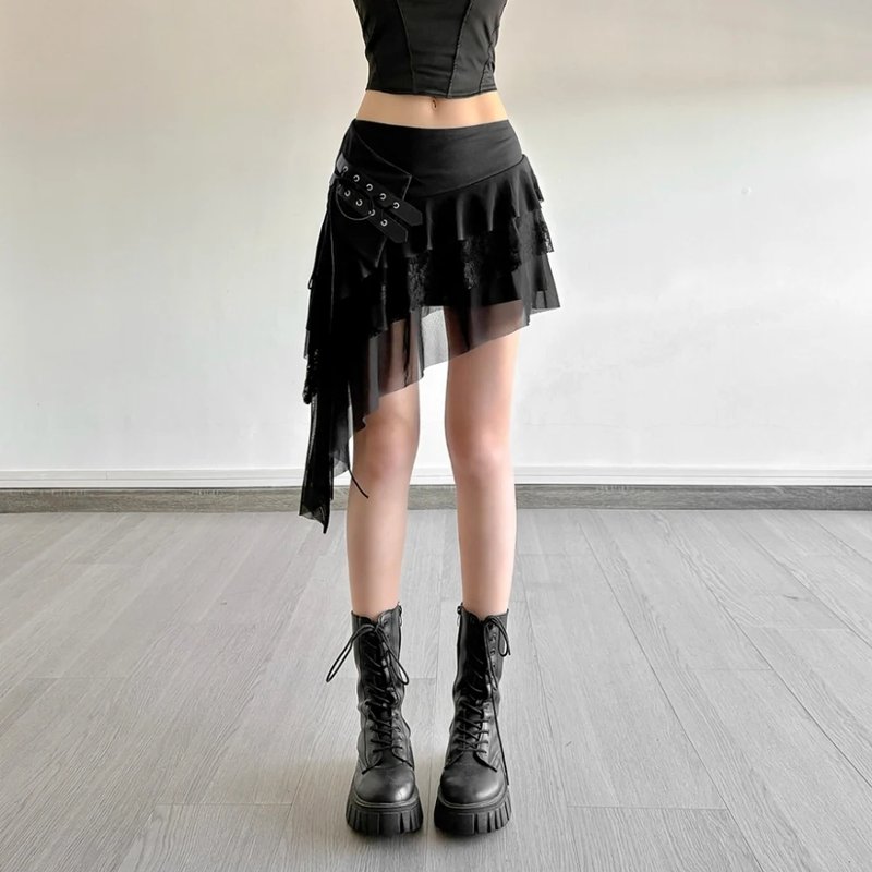 Elegant Tiered Mesh Mini Skirt