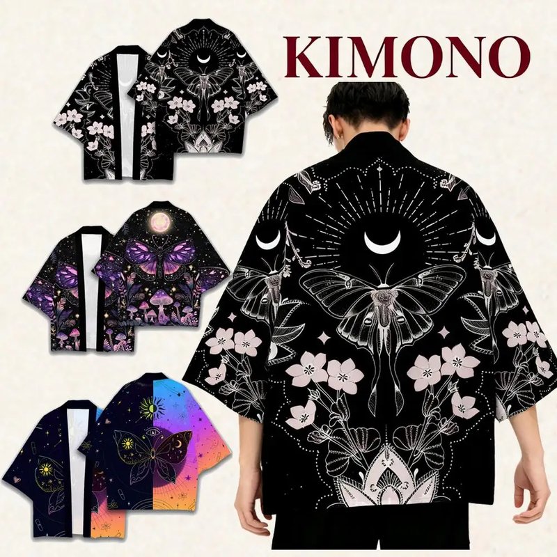 Unisex Japanese Floral Kimono Cardigan