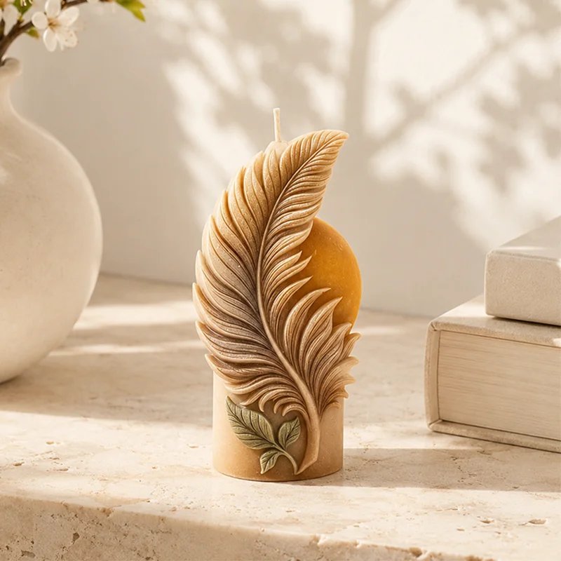 Elegant Feather Candle Mold