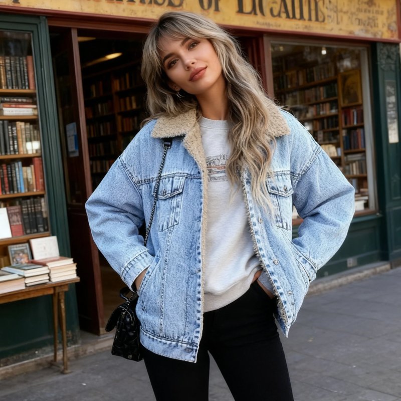 Women's Quilted Biker Jeans Jacket