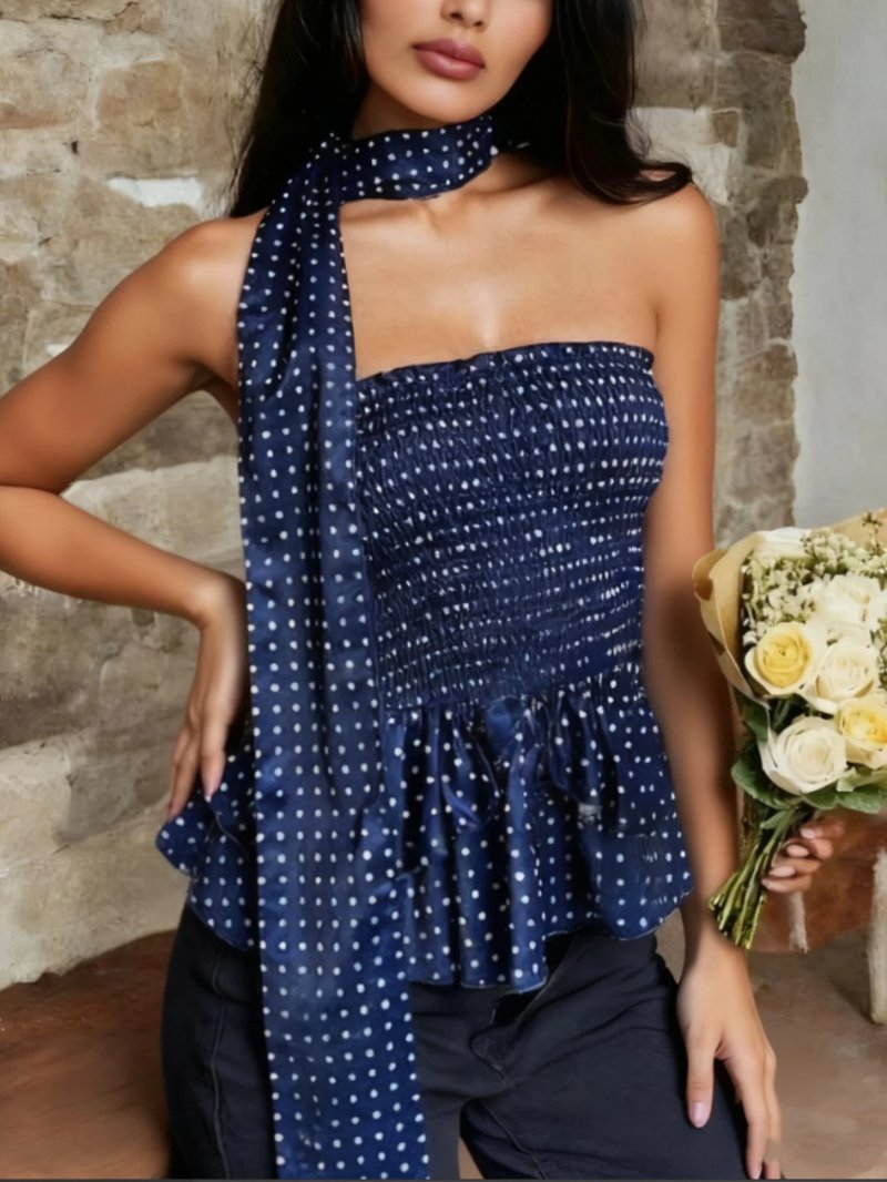 Summer Peplum Tube Top with Scarf