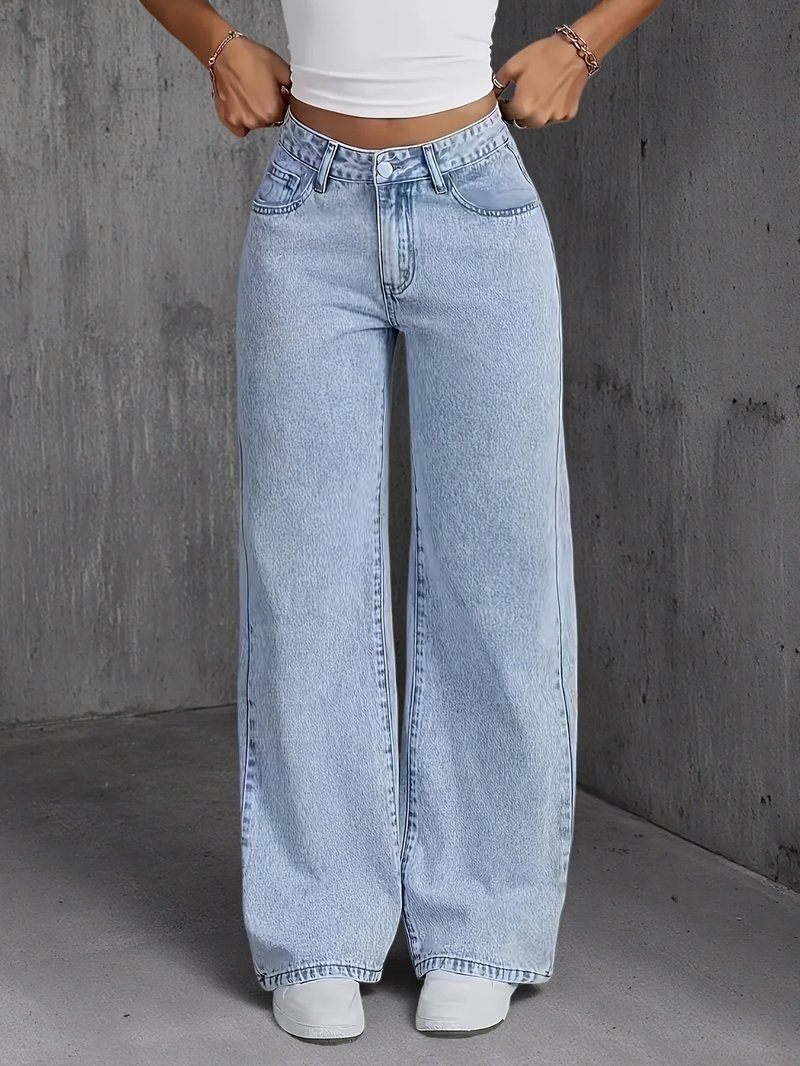 Trendy Y2K Wide Leg Denim Jeans