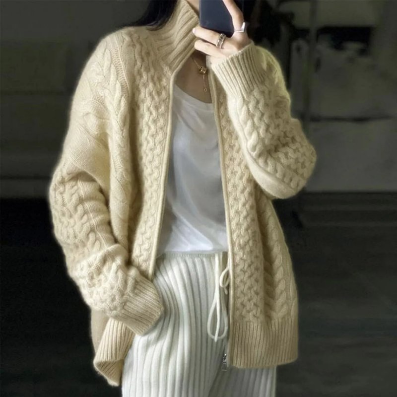 Cozy Beige Cable Knit Sweater