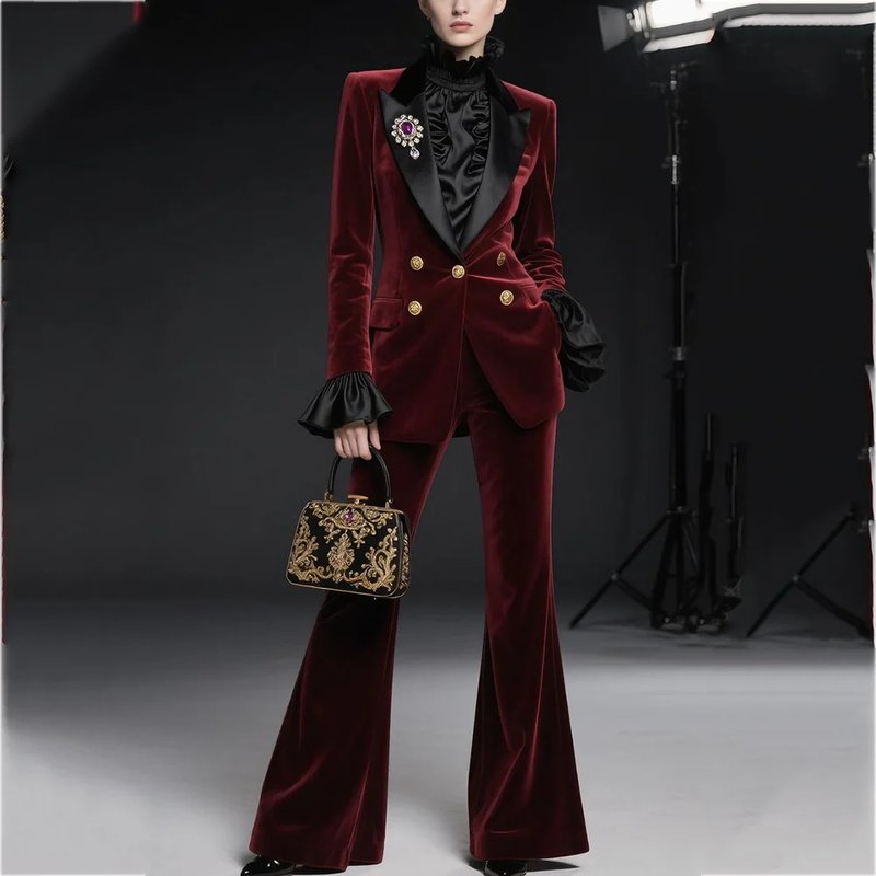 Elegant Velvet Women's Suit Set