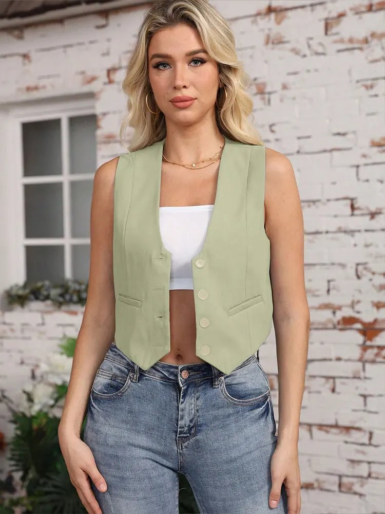 Elegant V-Neck Sleeveless Vest