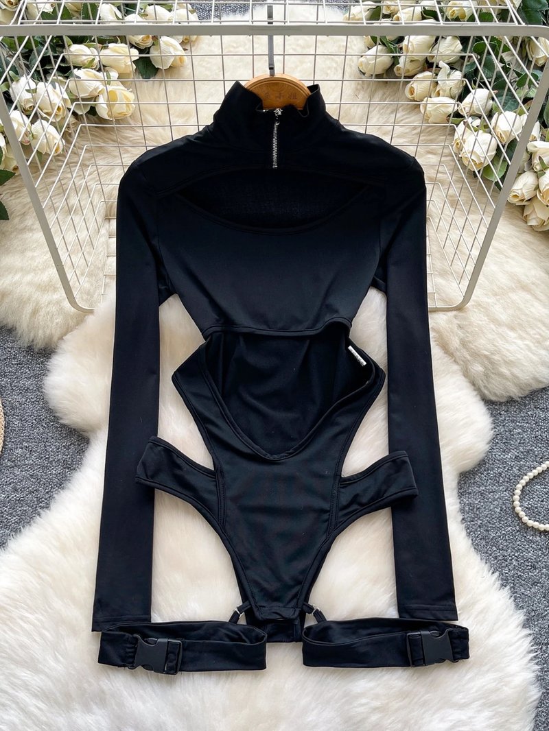Chic Black Zip-Up Bodysuit