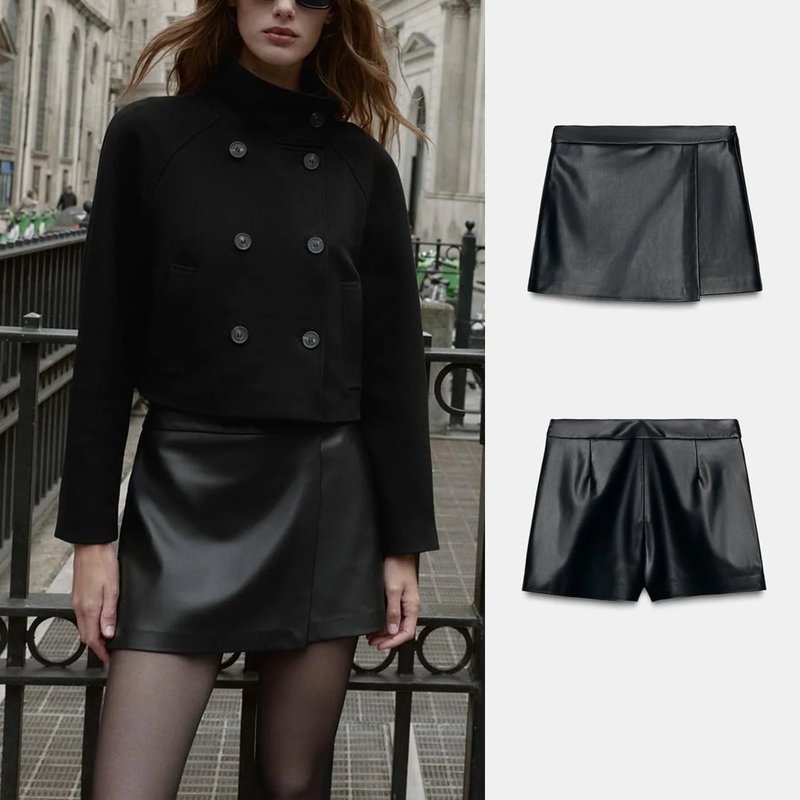 Chic High Waist PU Leather Skirt