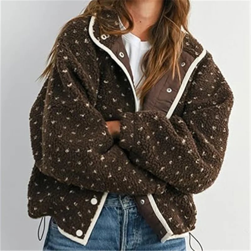 Cozy Heart Print Fleece Jacket