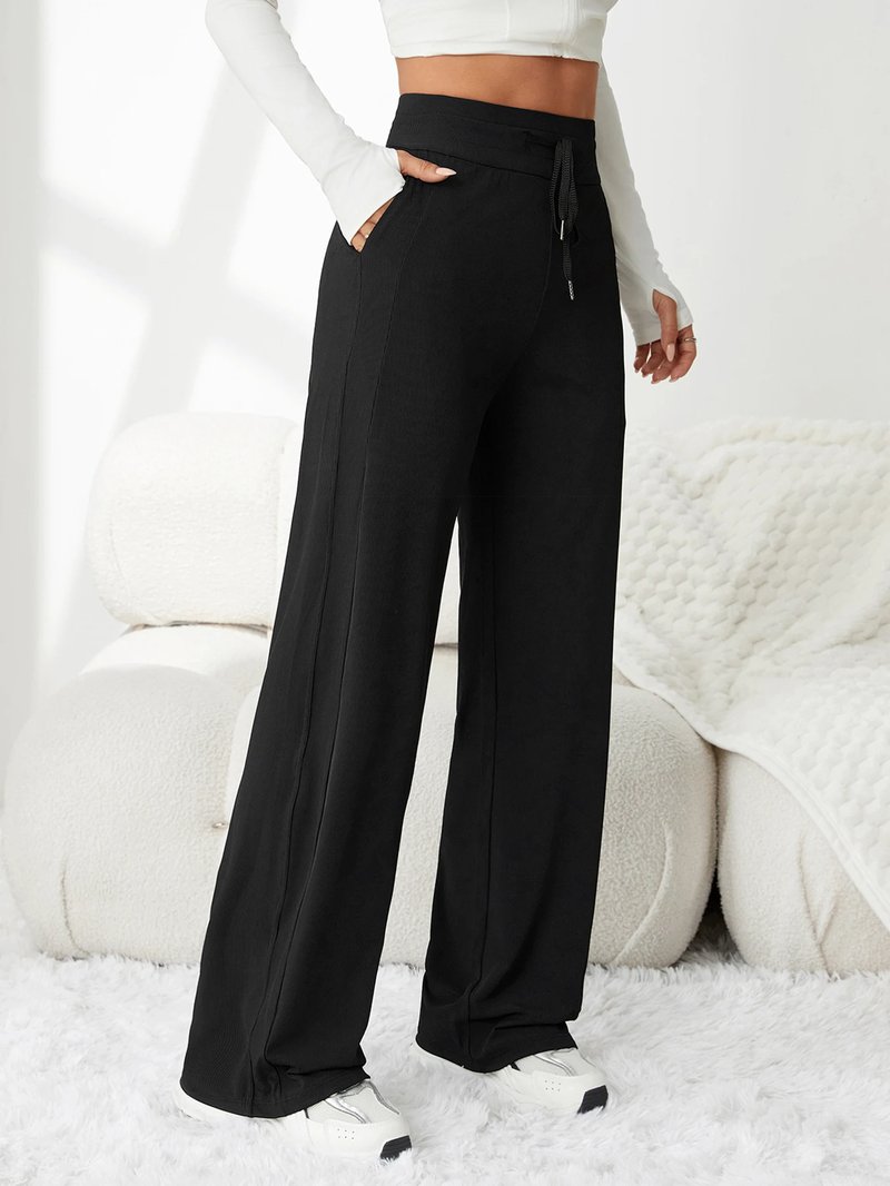 High-Waist Striped Drawstring Pants