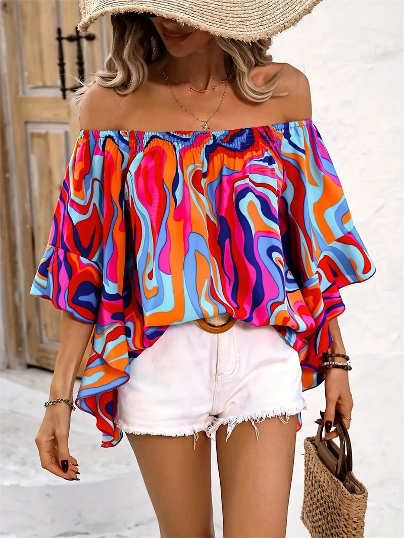 Plus Size Off-Shoulder Summer Blouse