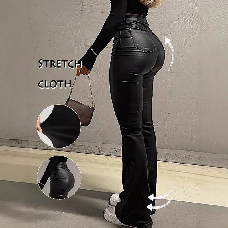 High Waist Flared Leather Pants