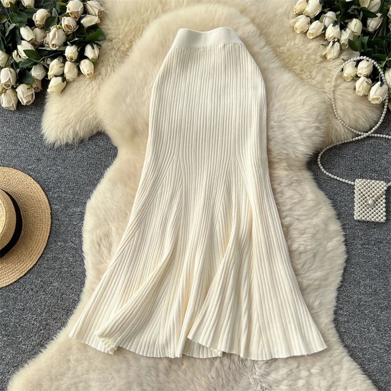 Chic High-Waist Knitted Mermaid Skirt